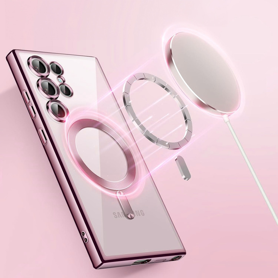 Case for Samsung Galaxy S25 Ultra, Electro MagSafe, pink rose gold + Screen Glass