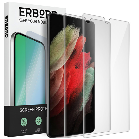 2x Ceramic ERBORD Hybrid Glass for Samsung Galaxy S21 Ultra