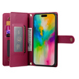 Flip case for iPhone 16 Pro, Wallet Zipper Pocket, red