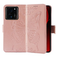 Flip case for Xiaomi 13T / 13T Pro, Butterfly, pink rose gold