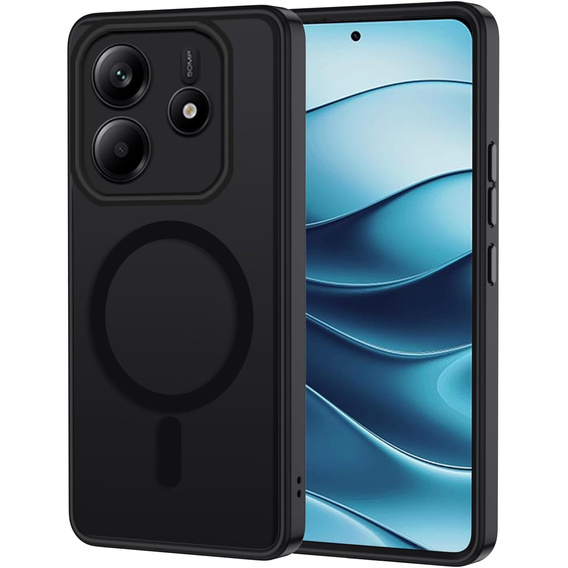 Case for Xiaomi Redmi Note 14 5G, for MagSafe, ERBORD Matt Case, black + Screen Glass