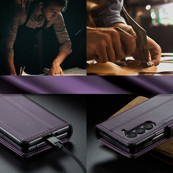 CASEME flip case for Samsung Galaxy Z Fold6 5G, Litchi Wallet, purple