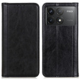 Flip case for Xiaomi Poco F6 Pro, Split Leather, black