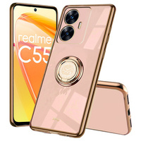 Case for Realme C55, Electro Ring, pink rose gold