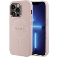 GUESS Case for iPhone 14 Pro, Saffiano MagSafe, pink