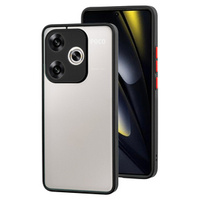 Silicone case for Xiaomi Poco F6, with camera protection, transparent / black