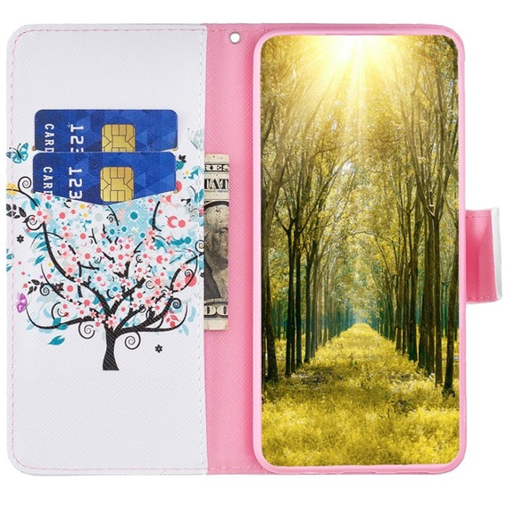 Flip case for Xiaomi Redmi Note 12 4G, Wallet, colorful tree , white