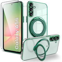 Magnetic Case for Samsung Galaxy A56, for MagSafe, green + 9H Glass