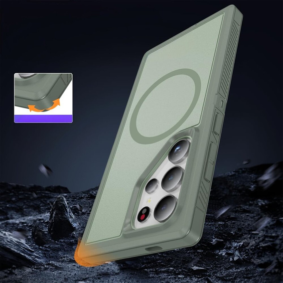 Case with frame for Samsung Galaxy S24 Ultra, for MagSafe, green