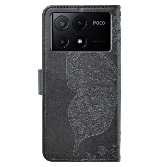 Flip case for Xiaomi Poco X6 Pro 5G, Butterfly, purple