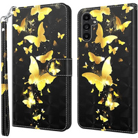 Flip case for Samsung Galaxy A14 4G/5G, Wallet Butterfly, gold