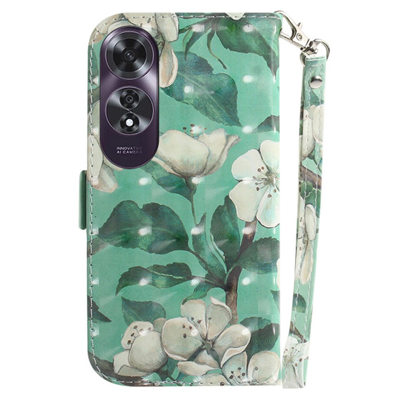 Flip case for Oppo A60, Wallet, Flowers white