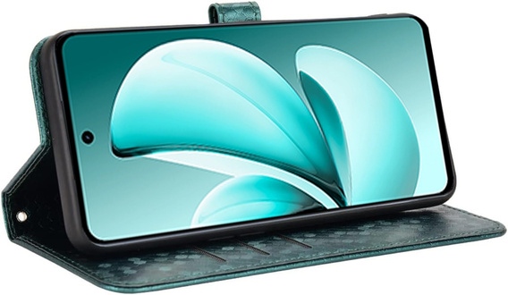 Flip case for Realme C71, Wallet Rhombus, green