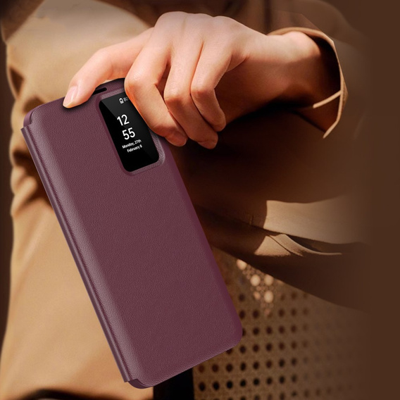 Flip case for Samsung Galaxy S25+ Plus, Smart View Wallet, maroon