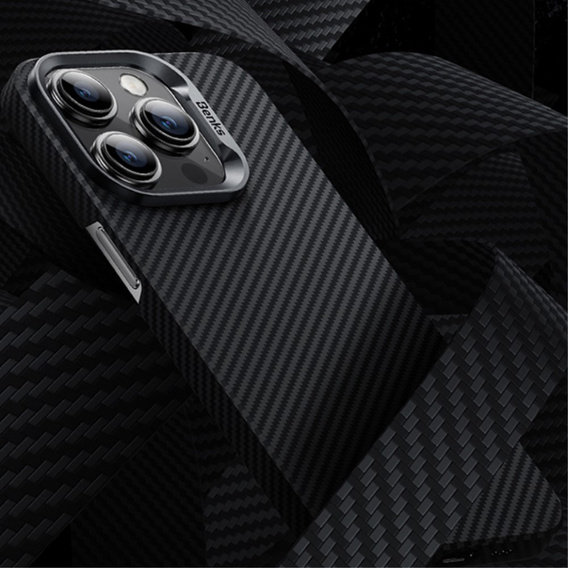 BENKS Kevlar Case for iPhone 15 Pro Max, for MagSafe, Carbon Fiber, black