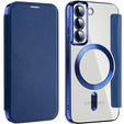 Flip case for Samsung Galaxy S22 5G, RFID Wallet MagSafe CamShield, dark blue