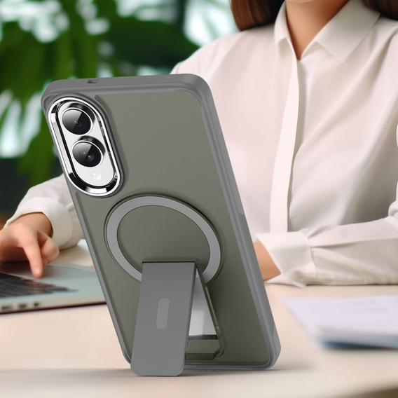Case for Samsung Galaxy S25 Edge, Kickstand Matt Case, for MagSafe, titanium grey