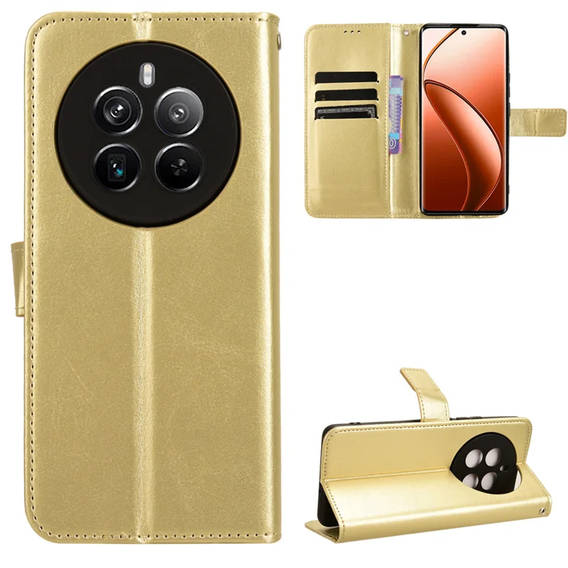 Flip case for Realme 12 Pro 5G / 12 Pro+ 5G, Crazy Horse Wallet, gold