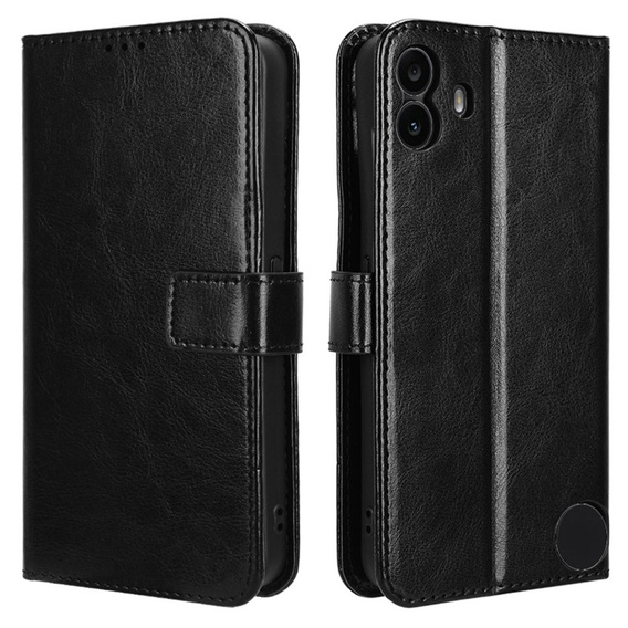 Flip case for Nothing CMF Phone 1, Crazy Horse Wallet, black