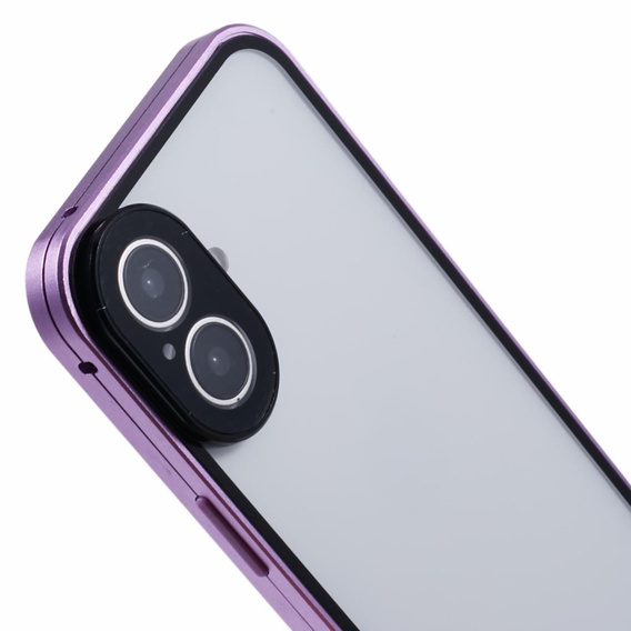 Case for iPhone 16, Magnetic Dual Glass, purple