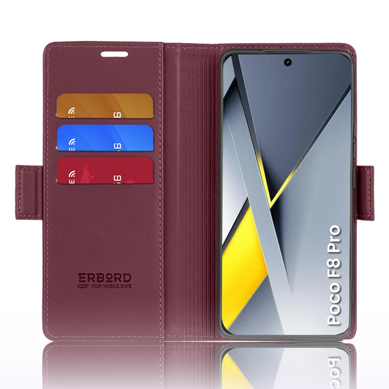 ERBORD Glossy Litchi flip case for Xiaomi Poco F8 Pro