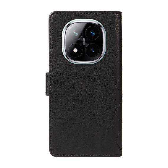 Flip case for Xiaomi Redmi Note 14 Pro 5G / Xiaomi Redmi Note 14 Pro+ 5G / Xiaomi Poco X7 5G, Rhombus Crossbody Leather, black