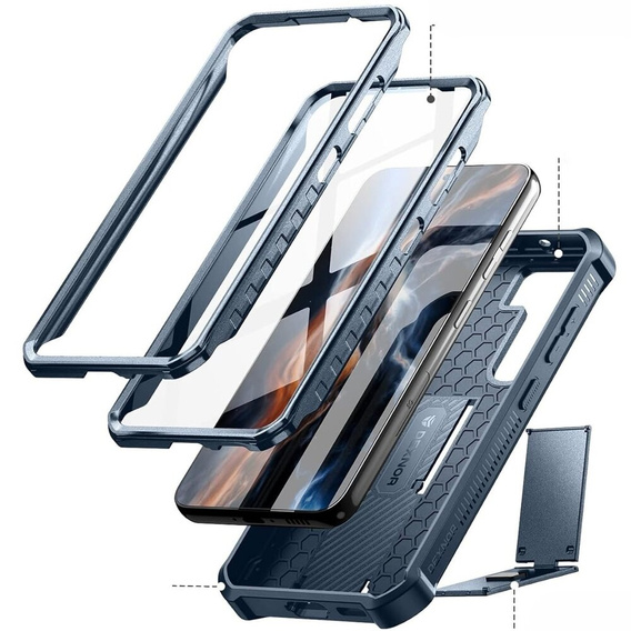 Armored case for Samsung Galaxy S23 Plus, Dexnor Full Body (Two Frames), dark blue