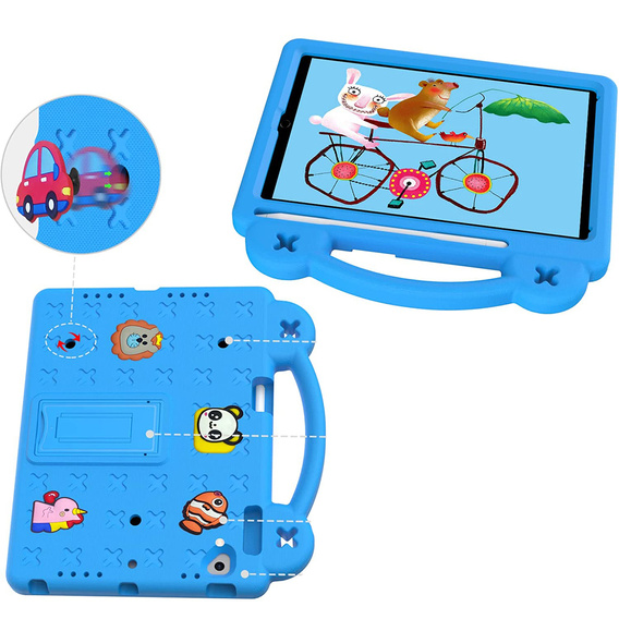 Children's case for iPad 9.7" 2018/2017 (6/5 gen.) / Pro 9.7" 2016, Cute Patterns, with stand, blue