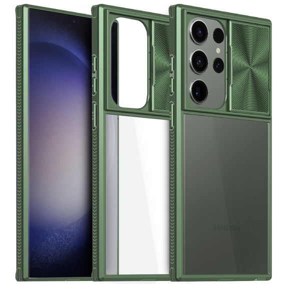 Case for Samsung Galaxy S23 Ultra, Slide Camera, green