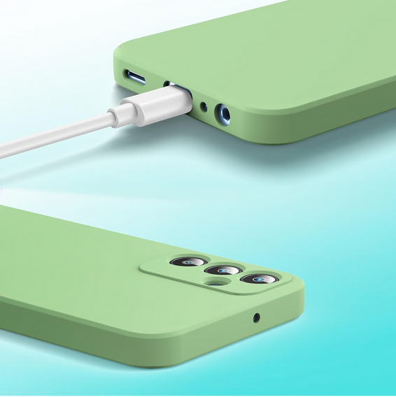 Case for Samsung Galaxy A15, Silicone Lite, green + 9H glass