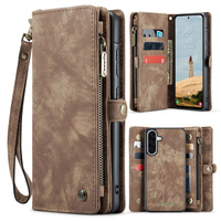 CASEME case for Samsung Galaxy A56 5G, Retro Leather Wallet, with strap, brown