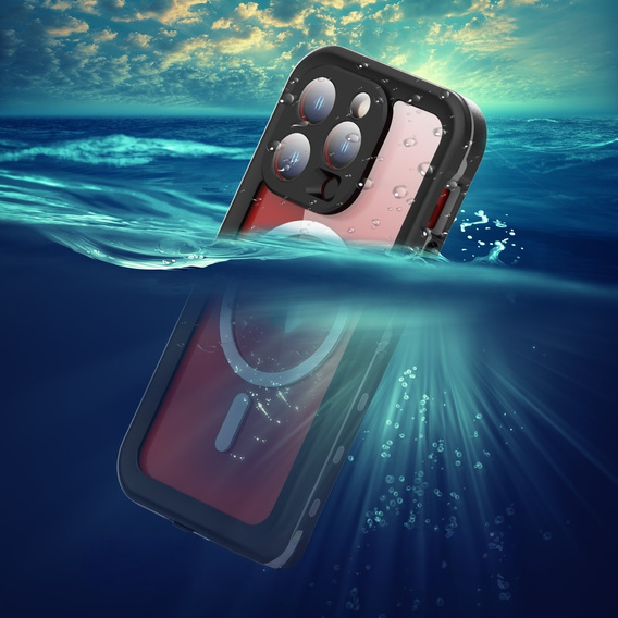 IP68 Waterproof Case for iPhone 15 Pro, SHELLBOX MagSafe, black