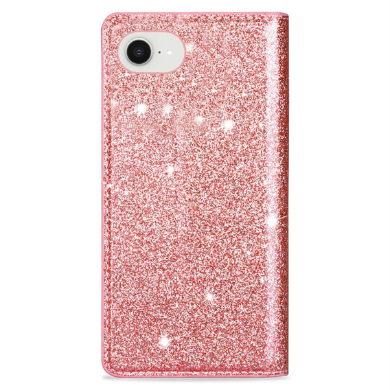 Flap case for iPhone 16E, Card Slot Glittery, pink
