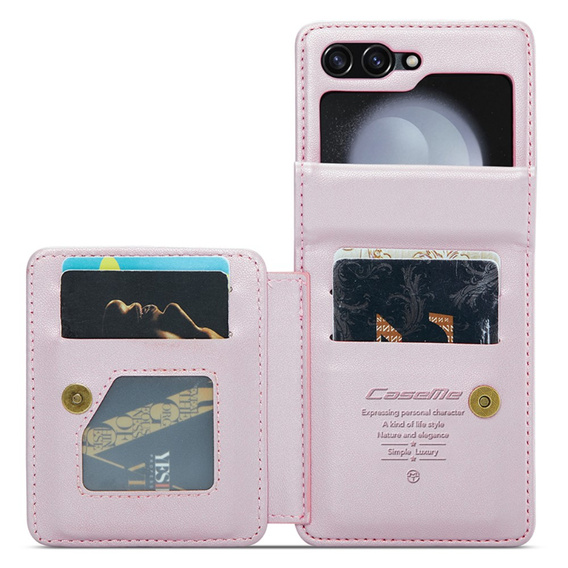 CASEME flip case for Samsung Galaxy Z Flip5 5G, Litchi Wallet, pink
