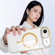 Case for iPhone Air, for MagSafe, with stand, transparent with gold inserts