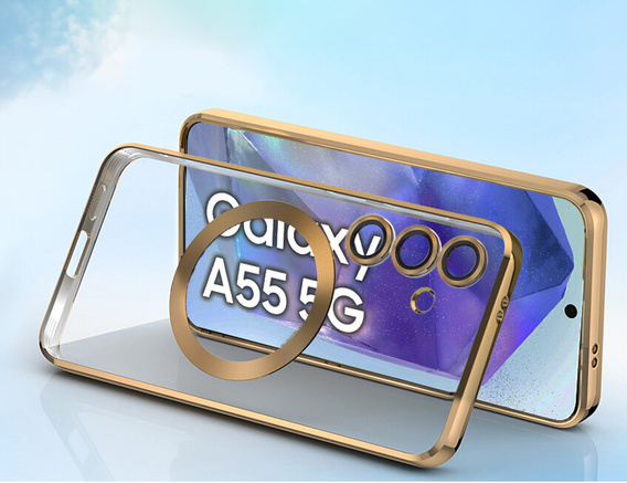 Case for Samsung Galaxy A55 5G, Electro MagSafe, gold + Screen Glass