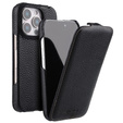 MELKCO flip case for iPhone 16 Pro, leather, flip, black