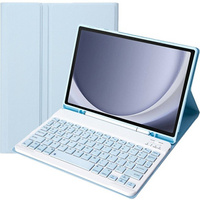 Case + keyboard Samsung Galaxy Tab A9, Leather Pen Slot, light blue