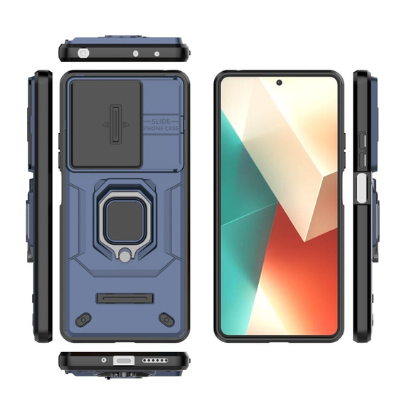 Case for Xiaomi Redmi Note 13 5G, KickStand Camera Lens, blue