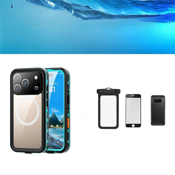 Case for iPhone 17 Pro, Waterproof IP68, SHELLBOX MagSafe, blue