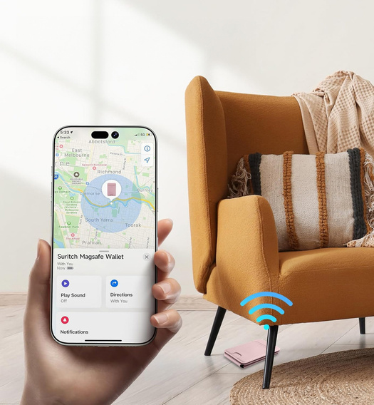 Magnetic wallet with location, NFC and cradle for iPhone 16 Pro