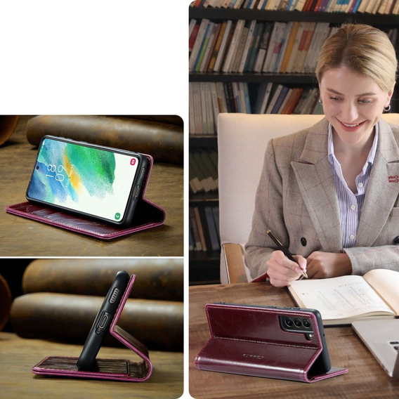 CASEME flip case for Samsung Galaxy S21 FE, Waxy Textured, red