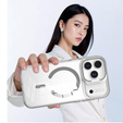 Case for iPhone 17 Pro, for MagSafe, with stand, transparent with grey inserts