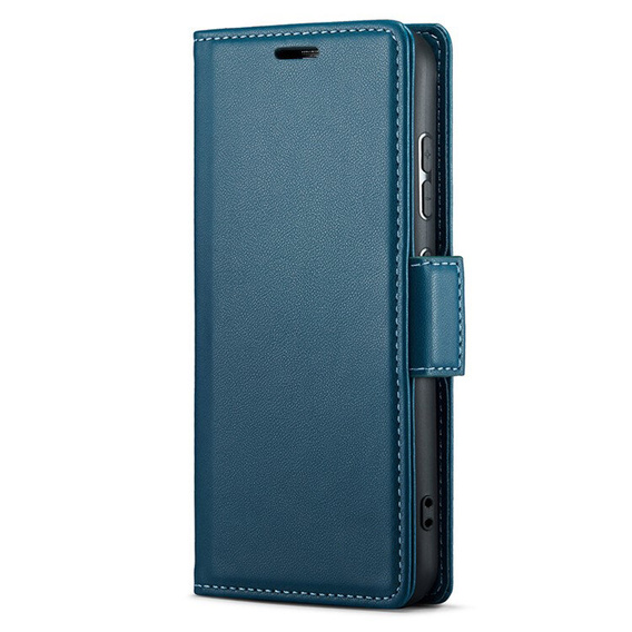 Case for Motorola Moto G24 Power, ERBORD Glossy Litchi, wallet with flap, blue