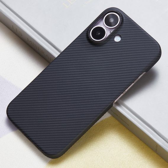Case for iPhone 16 Plus, Aramid Fiber Cover, black