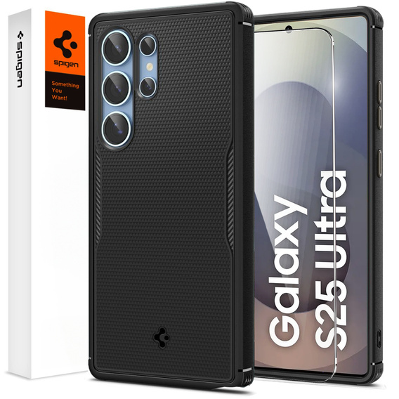 The Spigen Case for Samsung Galaxy S25 Ultra, Core Armor MagSafe, black + 9H Tempered Glass