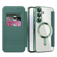 Flip case for Samsung Galaxy A56, RFID Wallet MagSafe CamShield, green