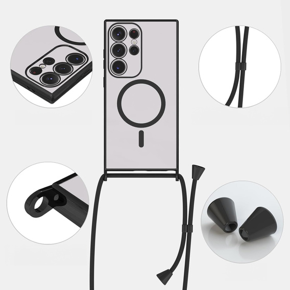Case for Samsung Galaxy S25 Ultra, Electro MagSafe, black + Lanyard