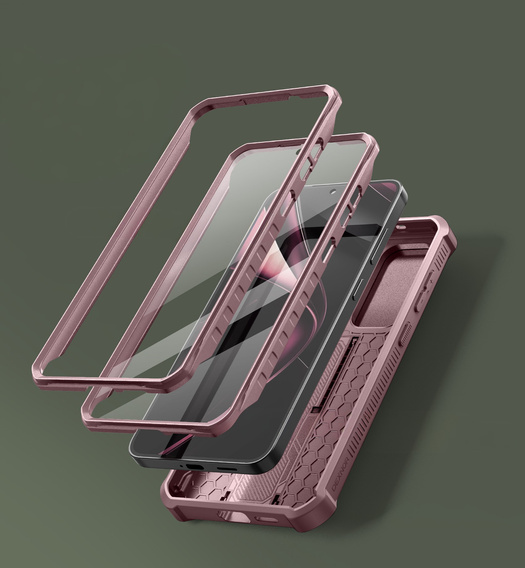 Armored case for Samsung Galaxy S25+ Plus, Dexnor Full Body (Two Frames), pink