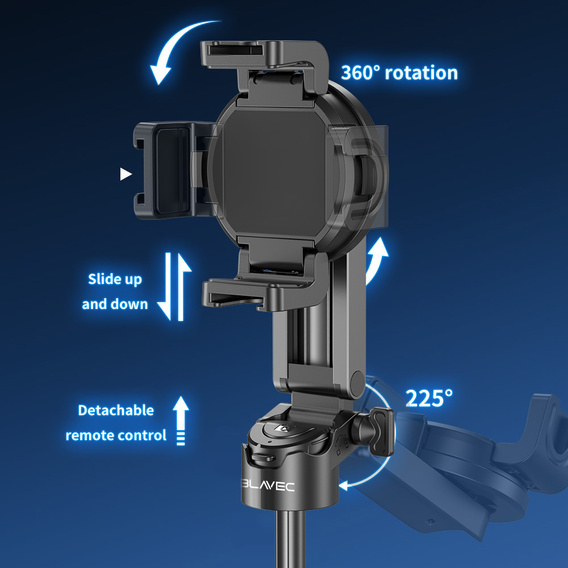Selfie Stick Aluminium with tripod function and Bluetooth remote control, for smartphones